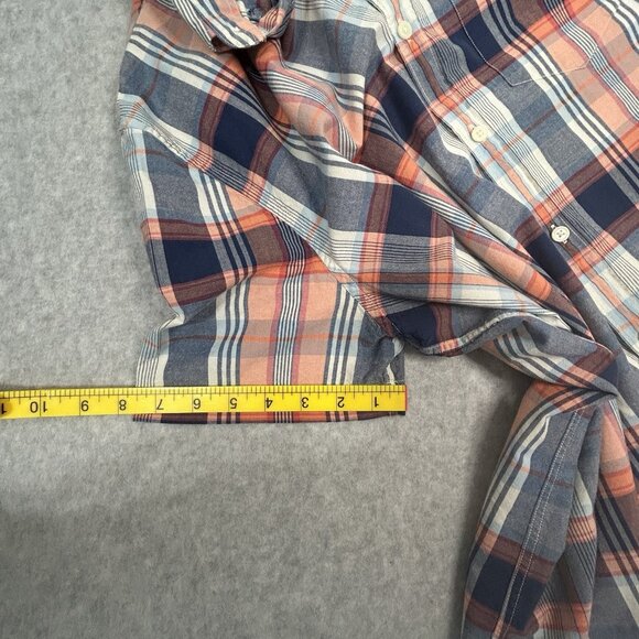 AMERICAN EAGLE XL Seriously Soft Plaid Button Down Shirt Coral Blue Cotton SS - Picture 10 of 10